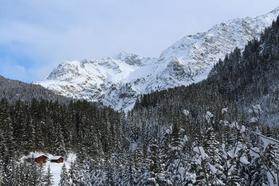Snowshoes facing the Mont-Blanc massif